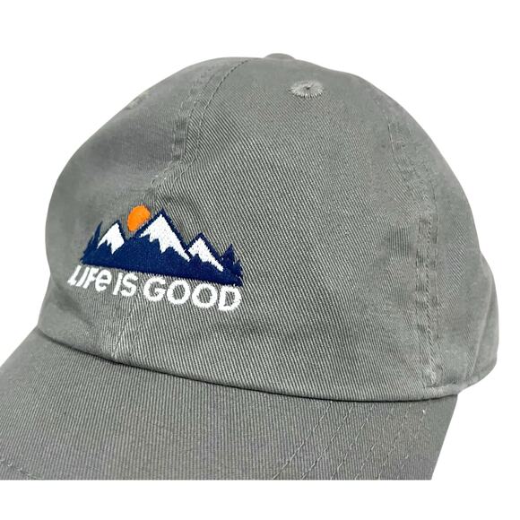 Life Is Good Hat Cap Gray Mountains Embroidered Strap Back Cotton Adjustable - Picture 3 of 8